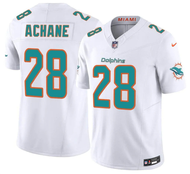 Men's White Miami Dolphins #28 De’Von Achane 2026 F.U.S.E. Vapor Limited Stitched Football Jersey